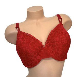 Victoria’s Secret 38DDD T-shirt Lightly‎ Lined Demi Bra Red Lace Floral